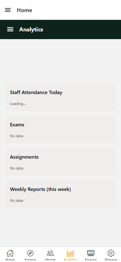 Staff Mobile admin analytics
