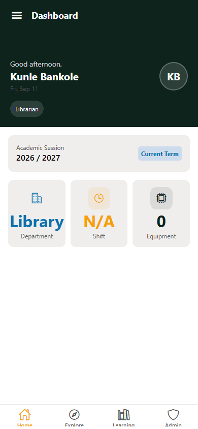 Staff Mobile Non-Teaching Staff dashboard